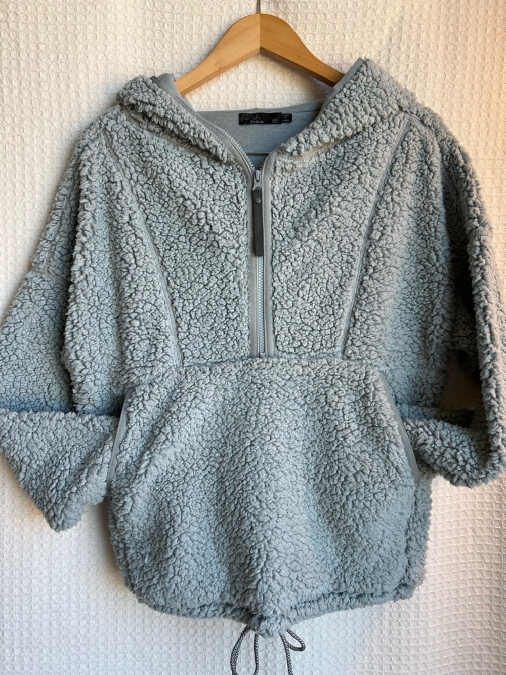 Prana XS Light Blue Gray Zip-Top Teddy Pullover